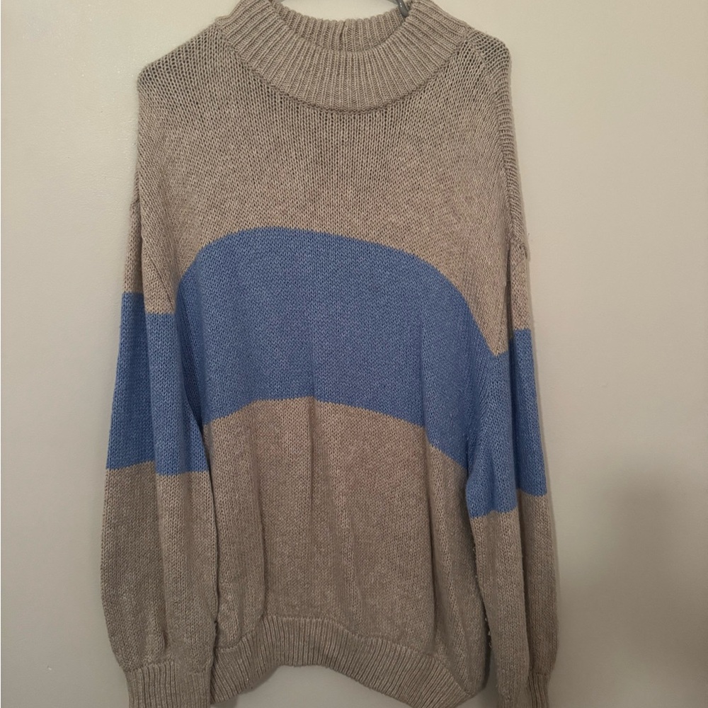 Aerie Tan and Blue Women's Sweater
